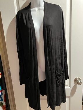 Cielo Black Open-Front Long Cardigan